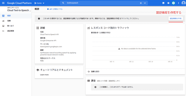 認証情報を作成する